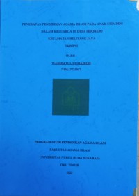 Image of Penerapan Pendidikan Agama Islam Pada Anak Usia Dini dalam Keluarga di Desa Sidorejo Kecamatan Belitang Jaya