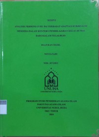 Image of Analisis Persepsi Guru PAI Terhadap Adaptasi Kurikulum Merdeka dalam Konteks Pembelajaran Kelas di MAS Darussalam Tegalrejo